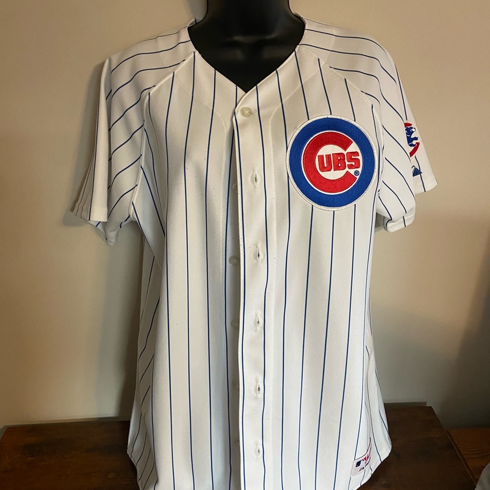 Majestic White and Blue Women's Chicago Cubs Jersey
